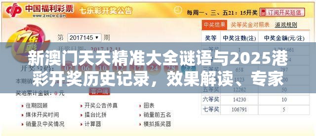 新澳門(mén)天天精準(zhǔn)大全謎語(yǔ)與2025港彩開(kāi)獎(jiǎng)歷史記錄，效果解讀、專(zhuān)家解析解釋與落實(shí)