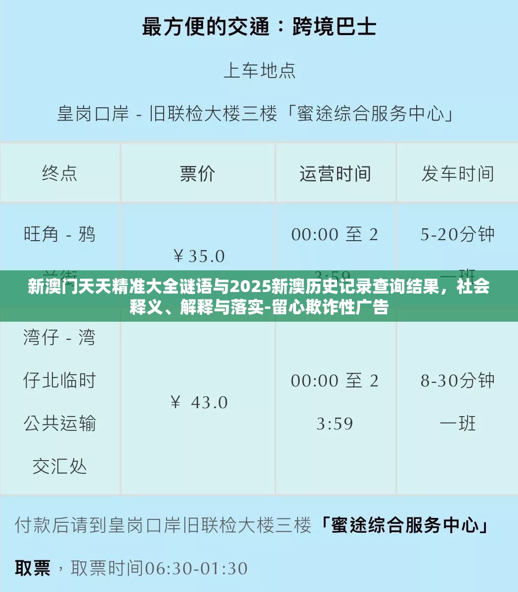 新澳門天天精準(zhǔn)大全謎語與2025新澳歷史記錄查詢結(jié)果，社會釋義、解釋與落實(shí)-留心欺詐性廣告