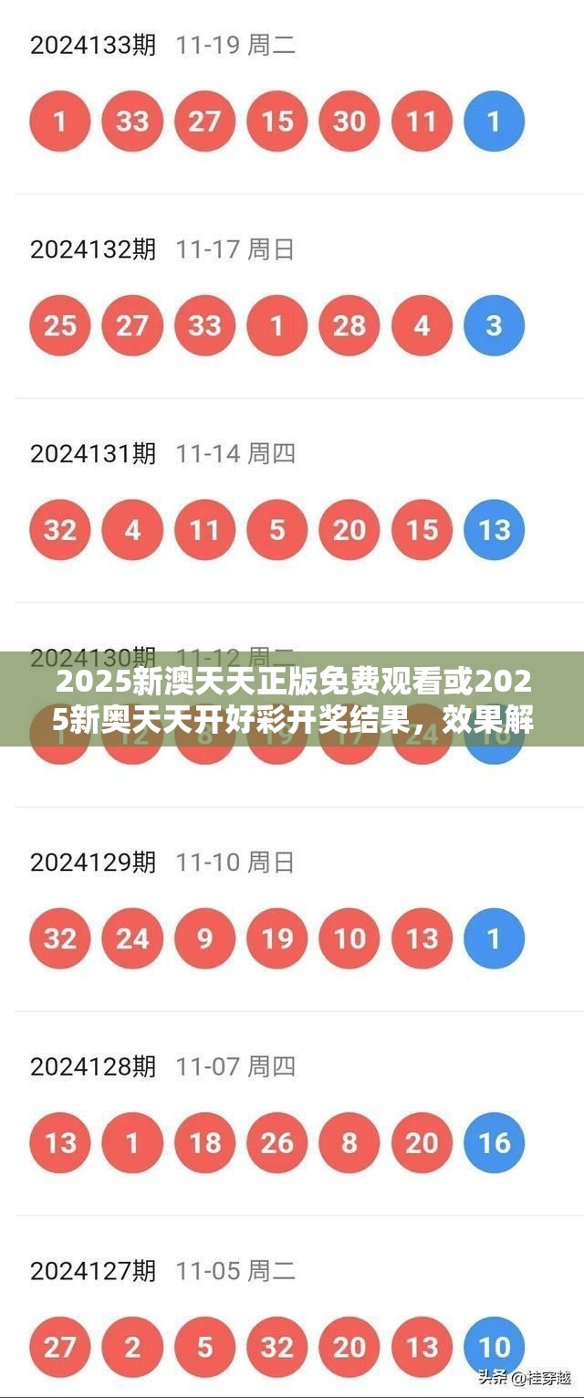 2025新澳天天正版免費觀看或2025新奧天天開好彩開獎結(jié)果，效果解讀、專家解析解釋與落實