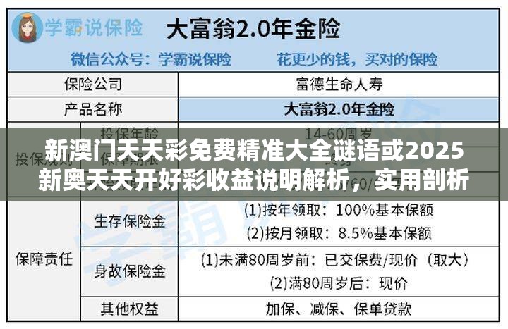新澳門天天彩免費精準(zhǔn)大全謎語或2025新奧天天開好彩收益說明解析，實用剖析、專家解讀解釋與落實?