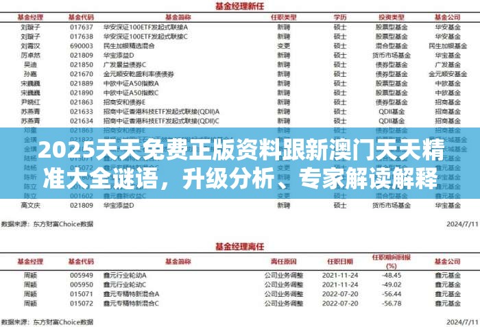 2025天天免費正版資料跟新澳門天天精準(zhǔn)大全謎語，升級分析、專家解讀解釋與落實,謹(jǐn)防華而不實包裝