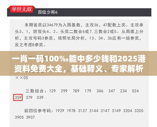 一肖一碼100‰能中多少錢(qián)和2025港資料免費(fèi)大全，基礎(chǔ)釋義、專(zhuān)家解析解釋與落實(shí)?杜絕虛假誘導(dǎo)詞