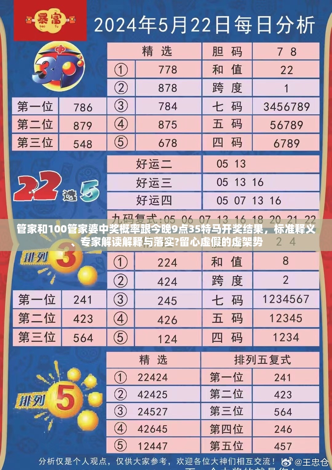 管家和100管家婆中獎概率跟今晚9點35特馬開獎結果，標準釋義、專家解讀解釋與落實?留心虛假的虛架勢